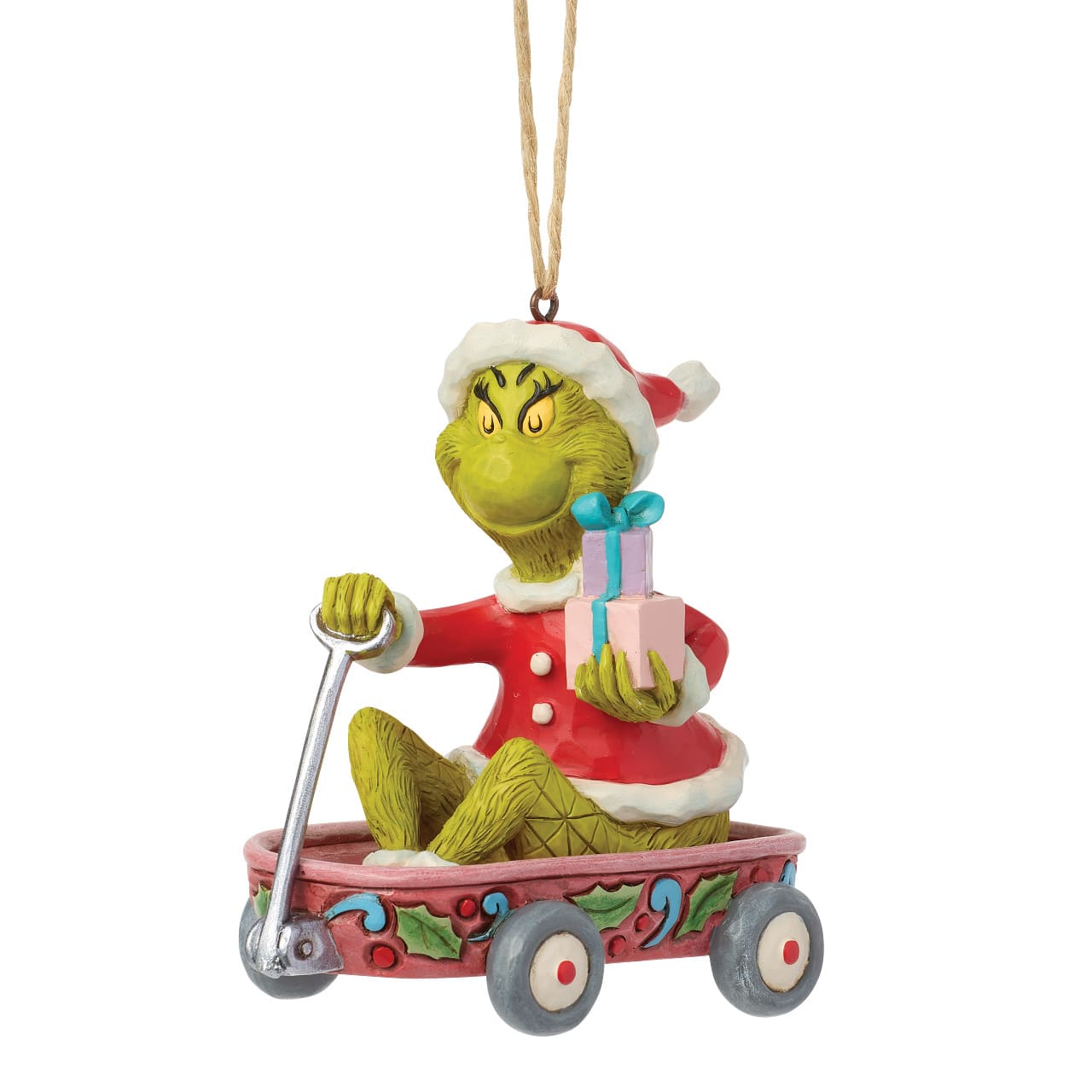 Grinch in Wagon Ornament / Grinch im Wihanchtswagen Anhänger - The Grinch by Jim Shore 6018965 Grinchfigur