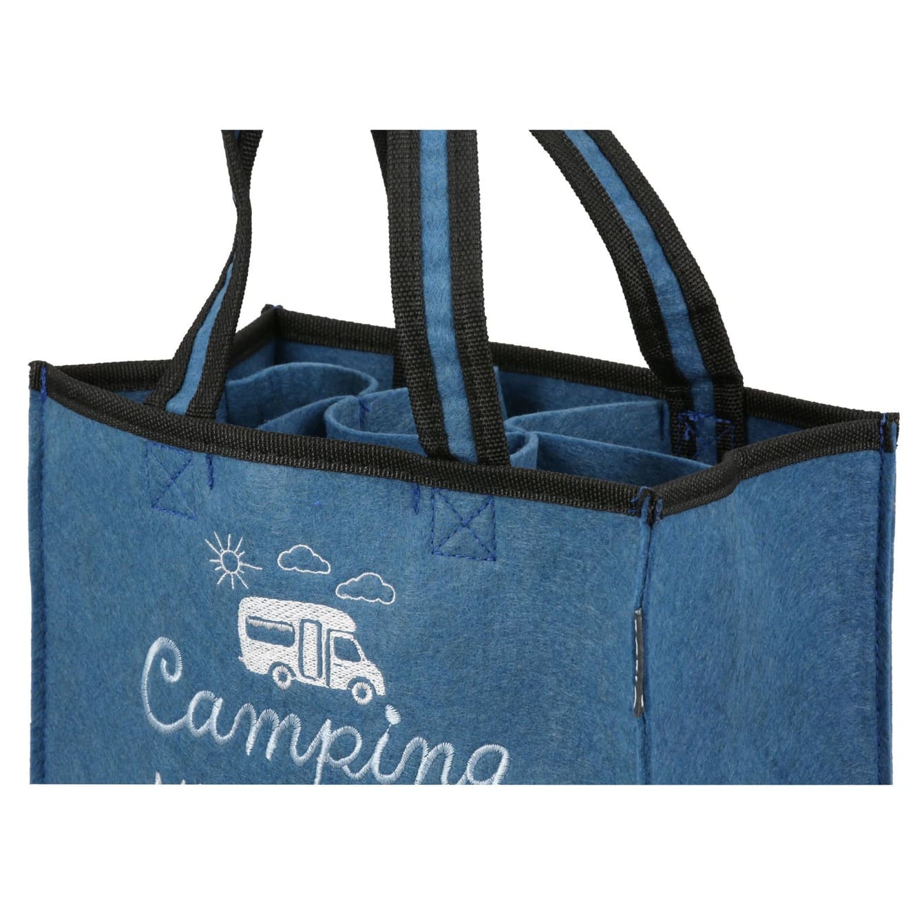 Flaschentasche Camping macht durstig - Gilde Flaschentasche Filztasche 62570 / Flaschenträger 6 Flaschen - Tragetasche