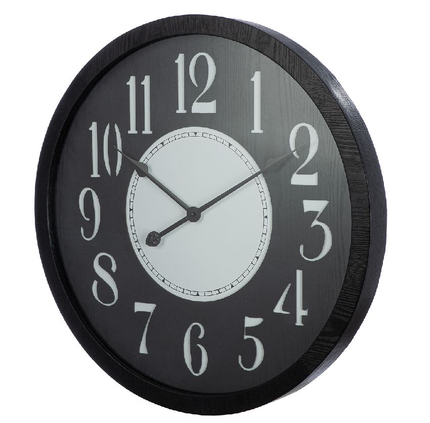 Gilde Wanduhr Chicago - stilvolle XXL Wanduhr in schwarz & weiß