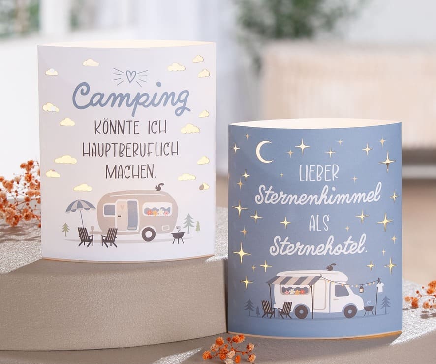 Camping Dekolampe blau - Lieber Sternenhimmel als Sternehotel - 61742 Gilde Dekoleuchte