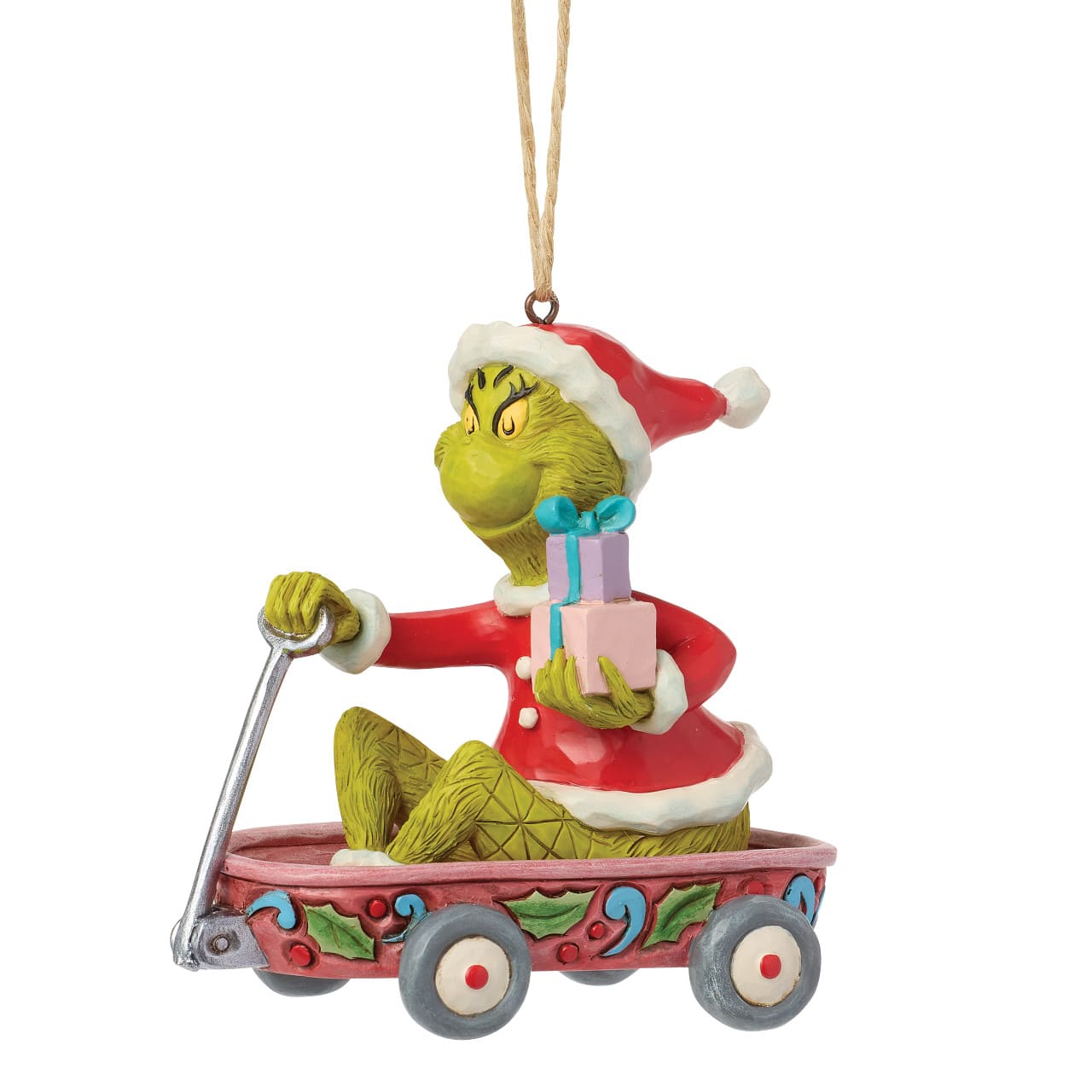 Grinch in Wagon Ornament / Grinch im Wihanchtswagen Anhänger - The Grinch by Jim Shore 6018965 Grinchfigur