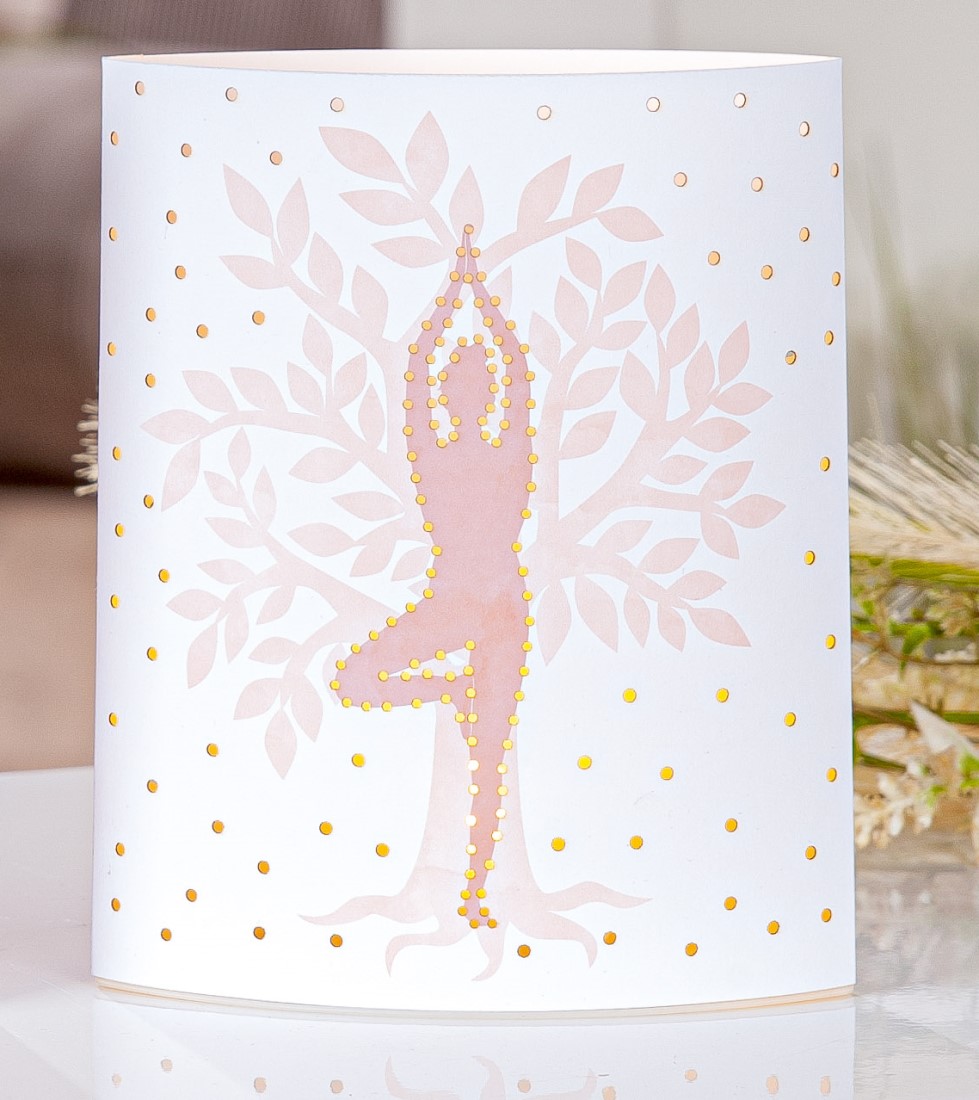 Tischlampe Namaste Baum - Dekolampe / 55714 Gilde LED Stimmungslicht Dekoleuchte Wohlfühllicht Yoga