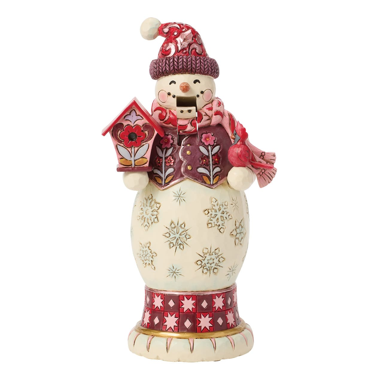 Nussknacker Schneemann rot-pink - Holiday Harmony - 6018906 - Heartwood Creek Jim Shore
