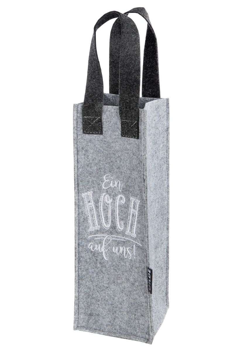 Flaschentasche - Ein Hoch auf uns hellgrau 49263 - Gilde Geschenktasche / Geschenktüte