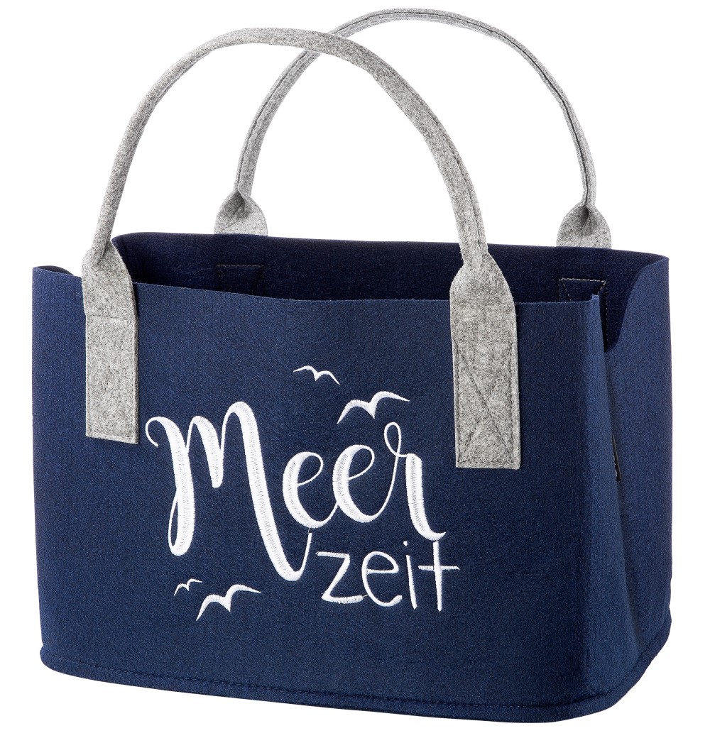 Tasche Meerzeit dunkelblau - Gilde Filztasche 49189 / Einkaufstasche / Strandtasche / Shopper / Handtasche / Tragetasche
