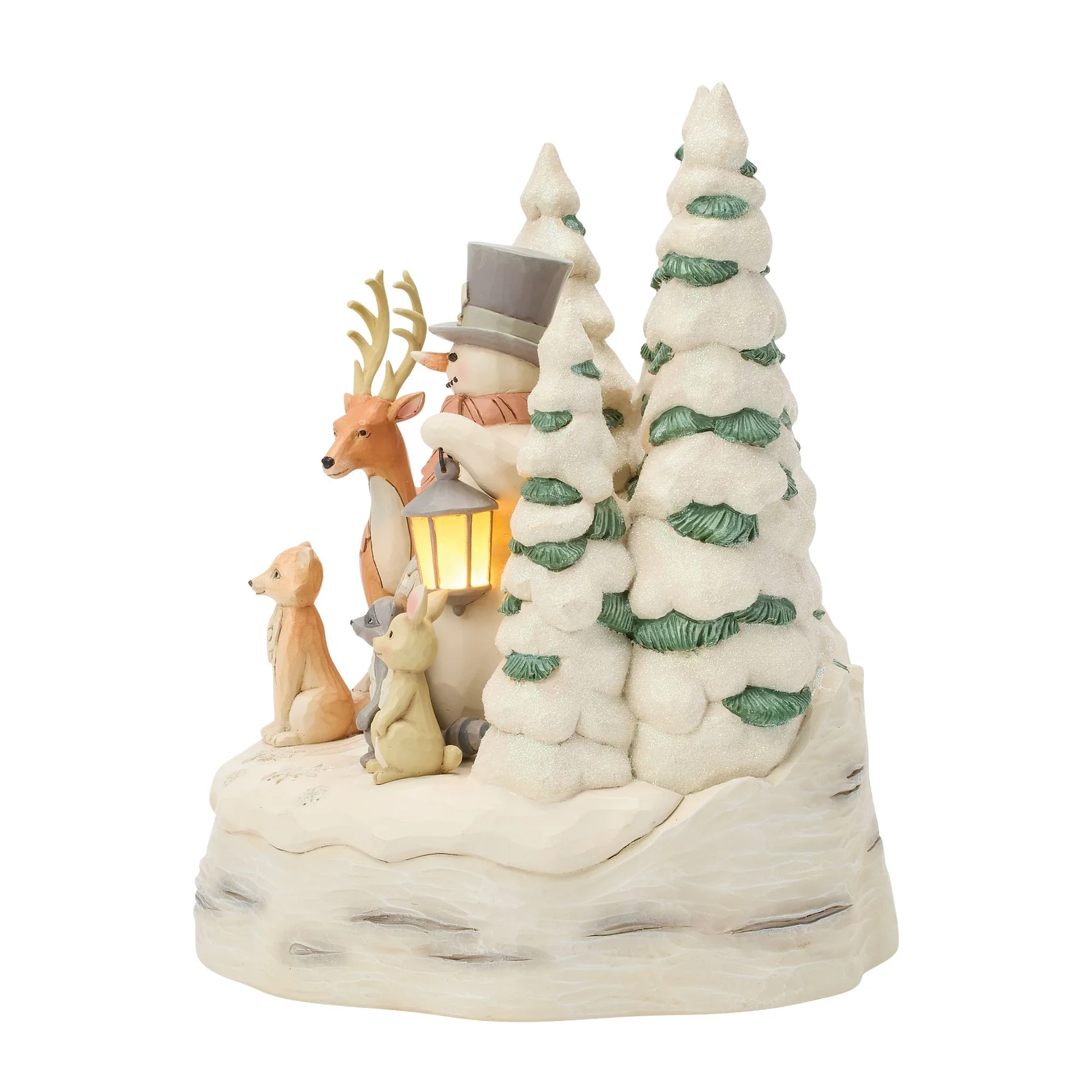 All Is Calm All Is White Schneemann mit Waldtieren 6019316 - Heartwood Creek by Jim Shore - mit LED Laterne