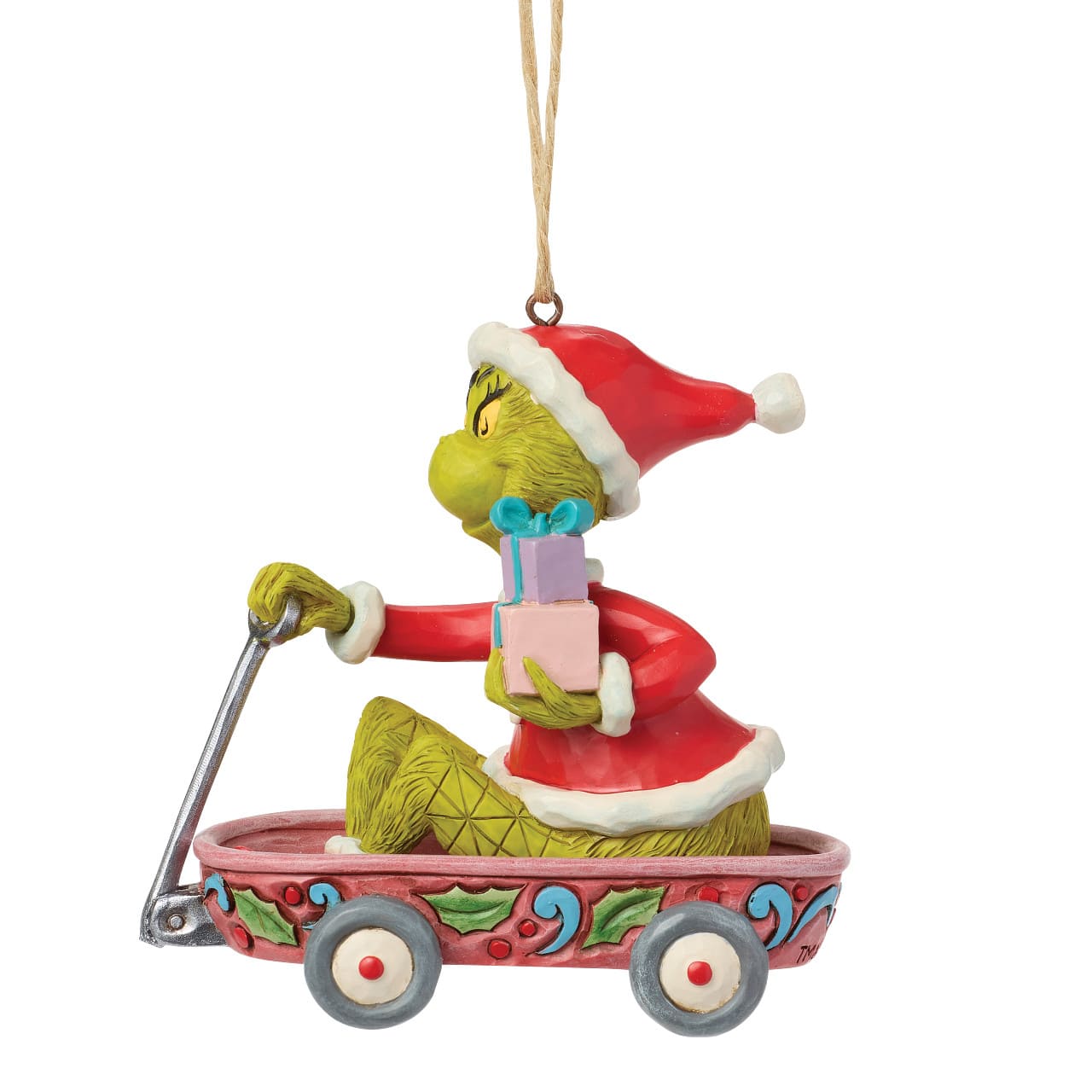 Grinch in Wagon Ornament / Grinch im Wihanchtswagen Anhänger - The Grinch by Jim Shore 6018965 Grinchfigur
