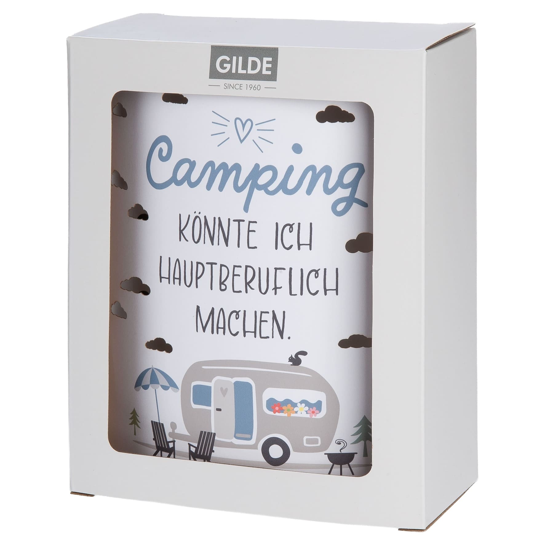 Camping Dekolampe weiß - Camping könnte ich hauptberuflich machen - 61742 Gilde Dekoleuchte