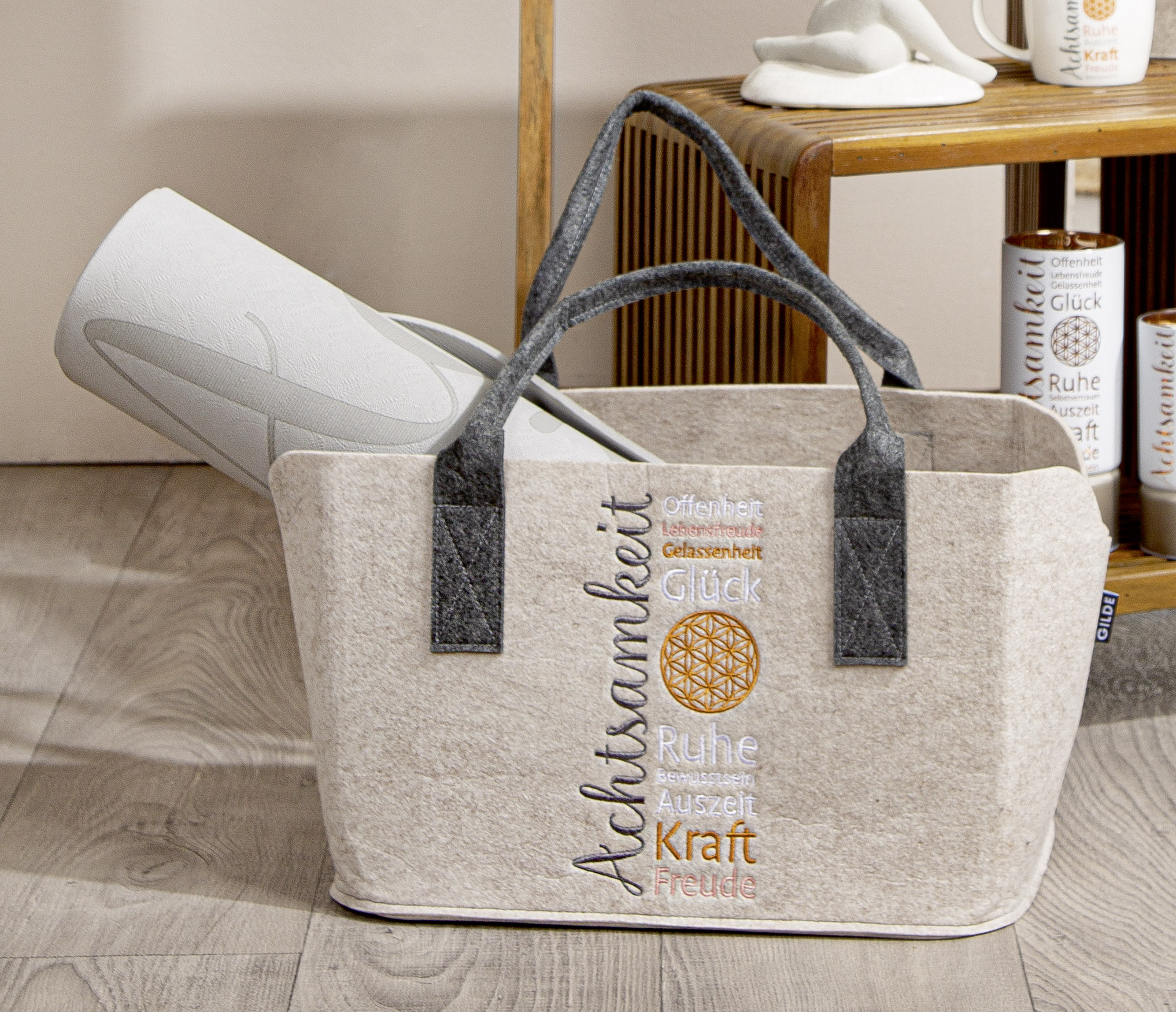 Achtsamkeit Tasche - Gilde Filztasche 60980 Einkaufstasche Strandtasche Shopper Tragetasche