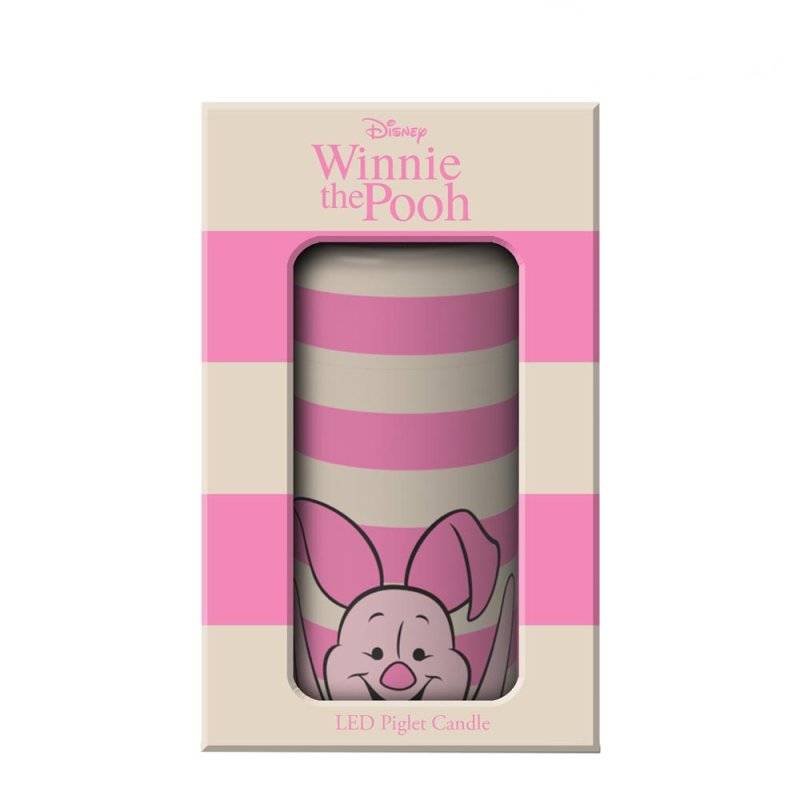LED Kerze Pooh & Friends Piglet weiß-pink gestreifte Kerze - Disney Home Fragrance DISWTPLED01P