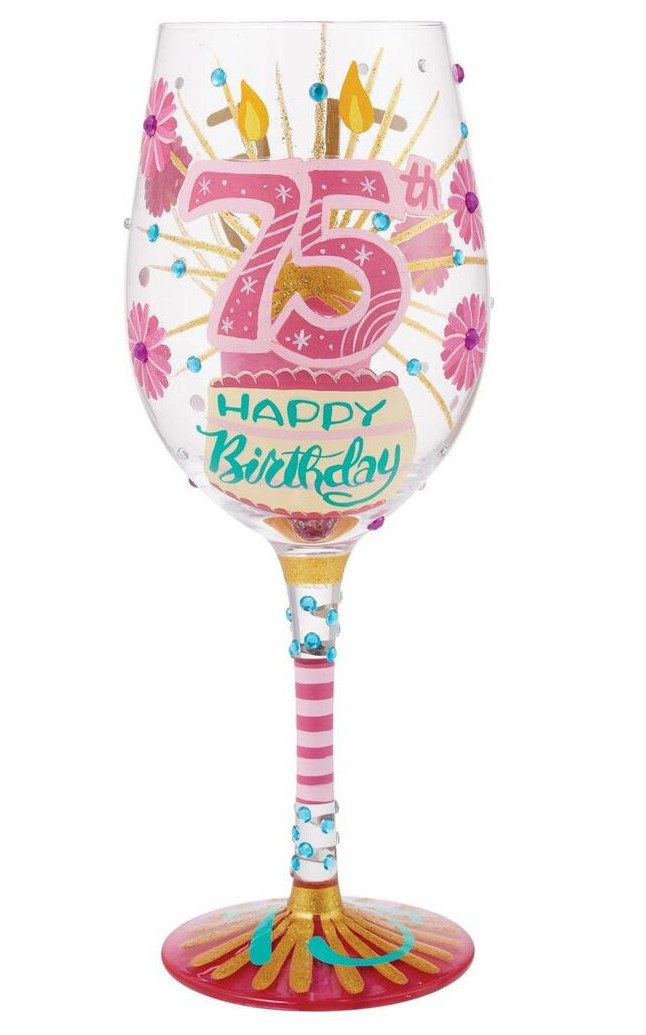 Geburtstagsglas - Happy 75th Birthday - Herzlichen Glückwunsch zum 75. Geburtstag - Lolita Weinglas  6016992