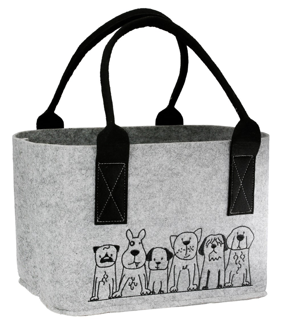 Hundebande Tasche grau - Gilde Filztasche 55915 / Einkaufstasche / Strandtasche / Shopper / Handtasche / Tragetasche M