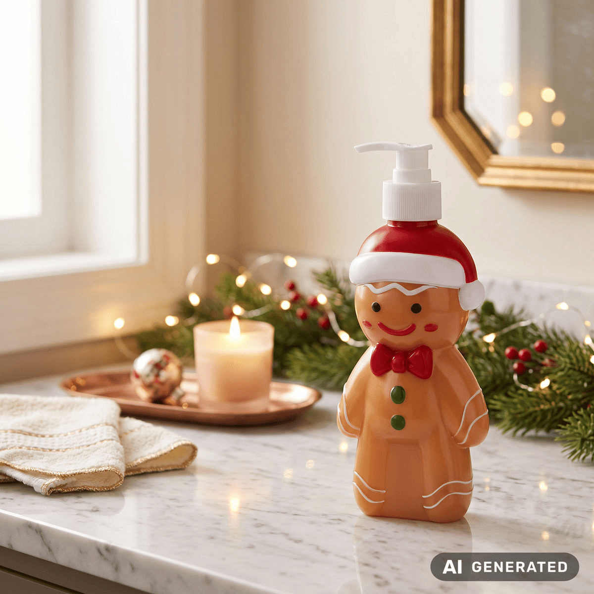 Weihnachtsseife - Lebkuchenmann 8163487 Seifenspender -  Pumpspender mit Flüssigseife Gingerbread
