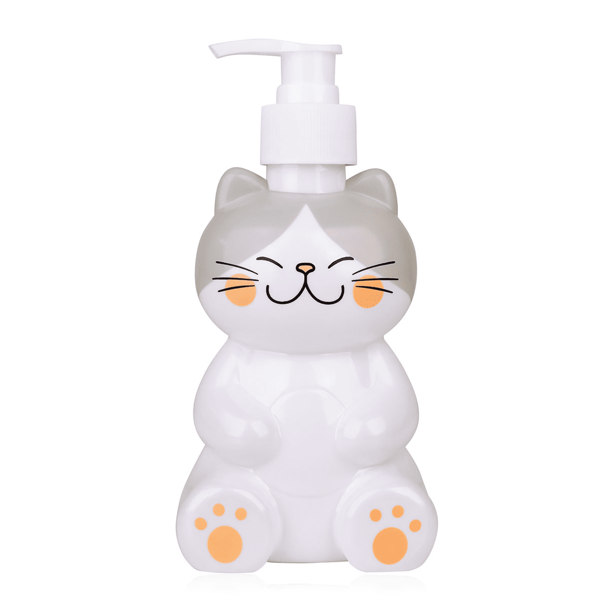 Handseife - Seifenspender Katze weiß-grau 8163198 - Pumpspender mit Flüssigseife / Kinderseife