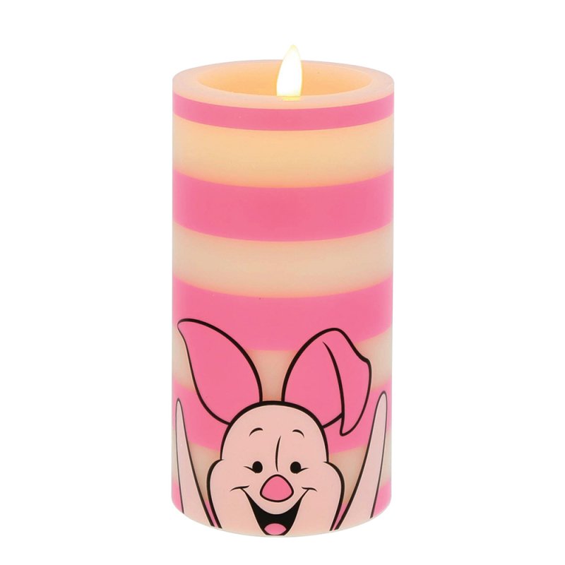 LED Kerze Pooh & Friends Piglet weiß-pink gestreifte Kerze - Disney Home Fragrance DISWTPLED01P