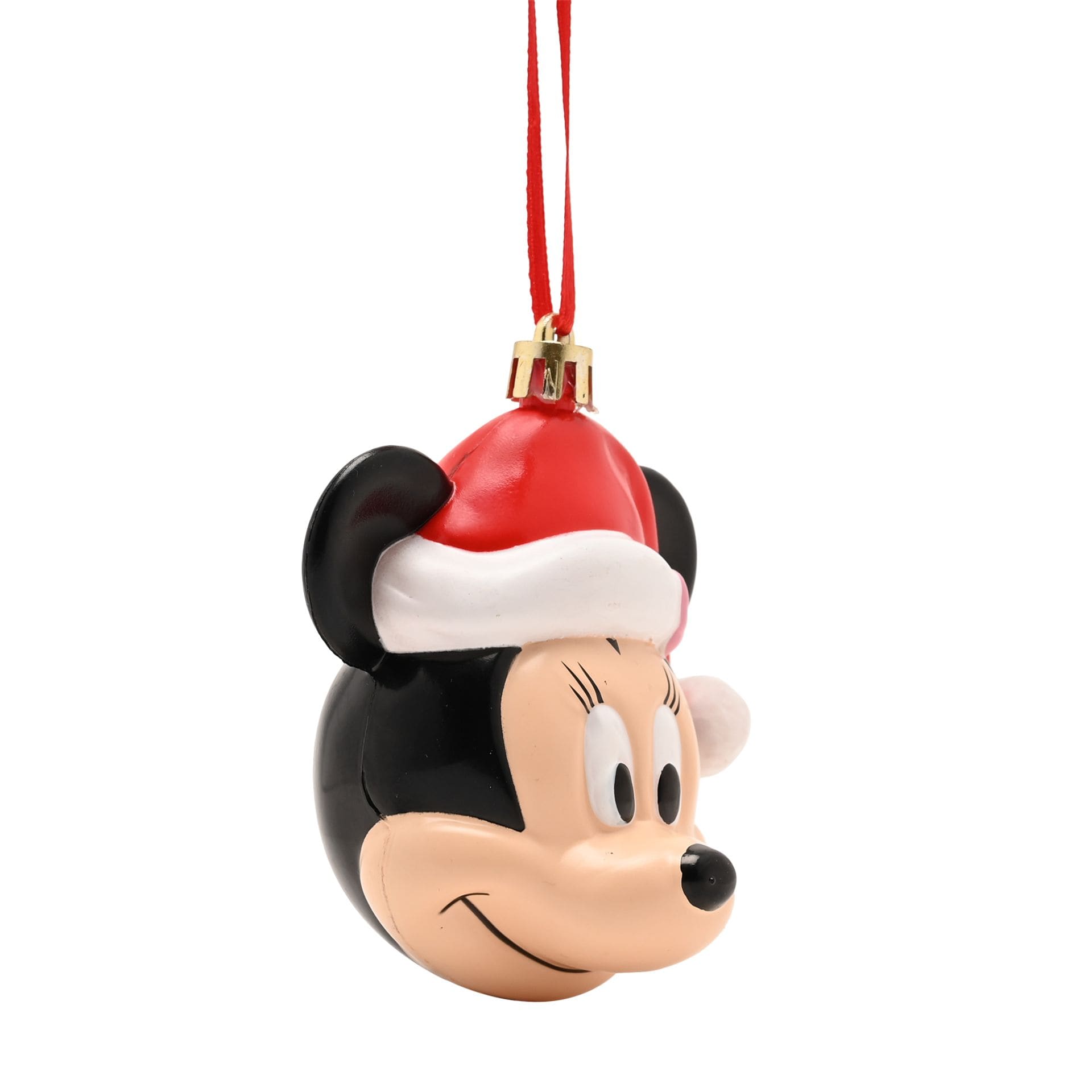 3D Minnie Maus Kopf mit Weihnachtsmütze – Disney Weihnachtskugel & Anhänger XM23353 | Weihnachtsdeko