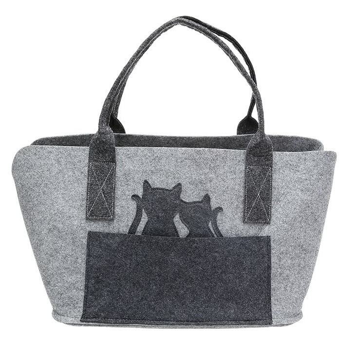 Tasche Katzenpaar hellgrau - Gilde Filztasche 45513 / Einkaufstasche / Strandtasche / Shopper / Handtasche / Tragetasche
