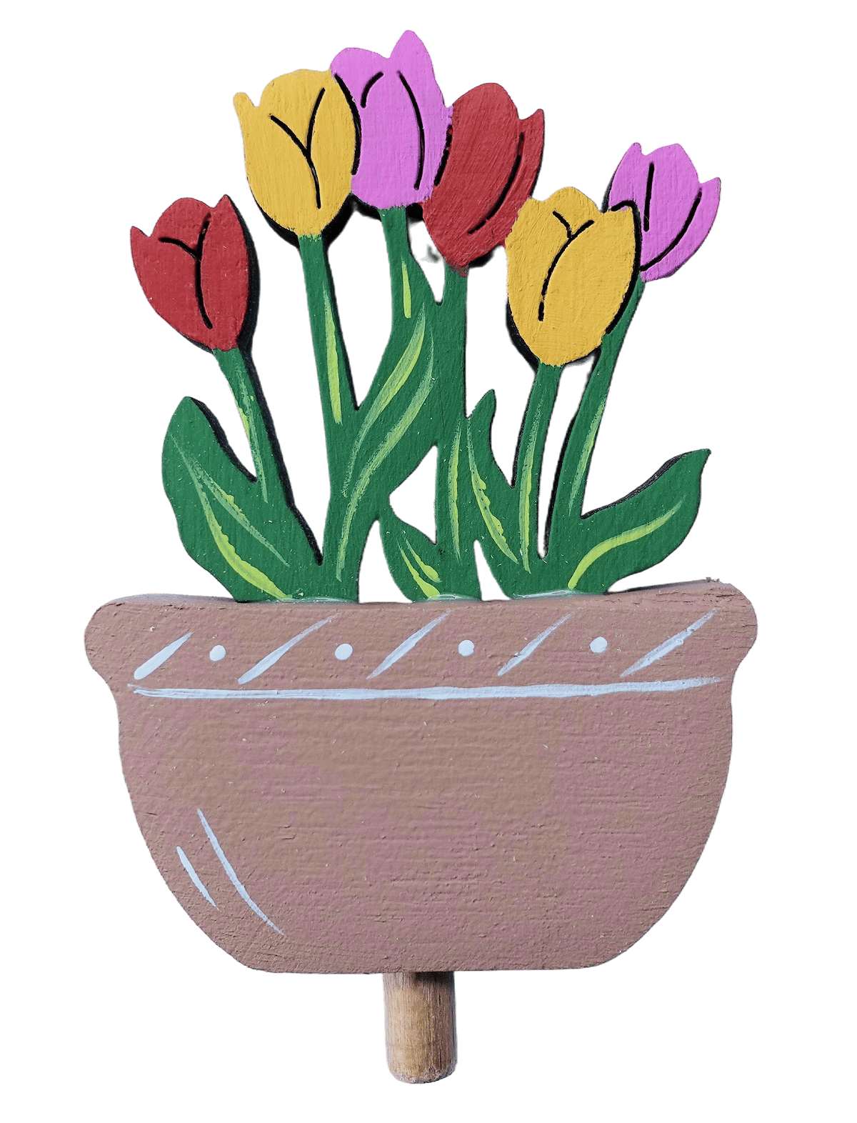 Blume - Blumentopf mit Tulpen - Steckfigur für den großen Kerzenring von Sebastian Design