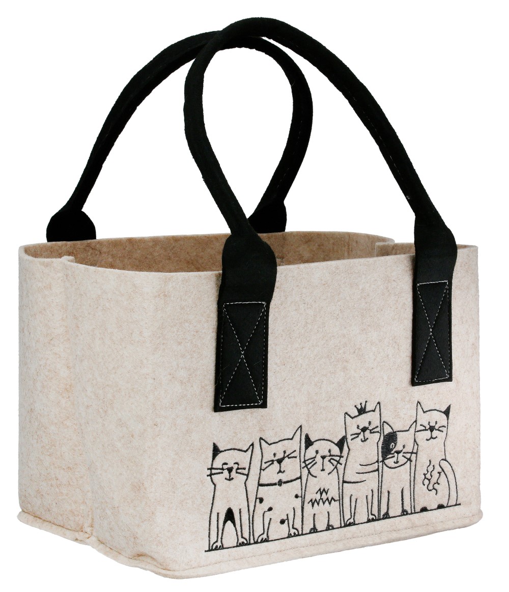 Katzenbande Tasche beige - Gilde Filztasche 55910 / Einkaufstasche / Strandtasche / Shopper / Handtasche / Tragetasche M